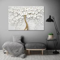 Tableau Sur Toile XXL 120 X 80 Cm - Art Moderne Abstrait Fleurs - Décoration Murale Salon, Chambre