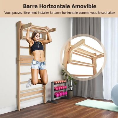 Espalier Gym Salle De Sport Suédoise Avec échelles Murales : Cadre D'escalade En Bois De Hêtre Pour Enfants Et Adultes - France Prise Escalade