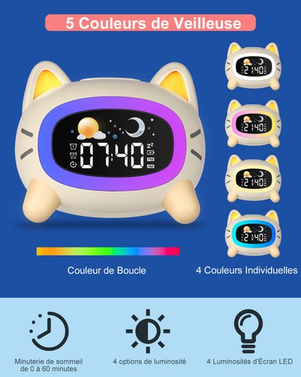 Réveil pour enfants, lumière de réveil avec horloge numérique de dessin Réveil pour enfants, lumière de réveil avec horloge numérique de dessin