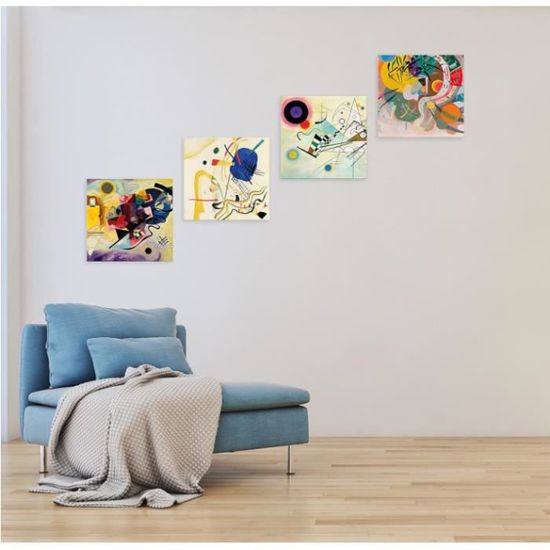 Lot De 4 Tableaux Sur Toile à Accrocher - Motif Vert - 30x30 Cm Chacun - Prêts à Poser (Visario)