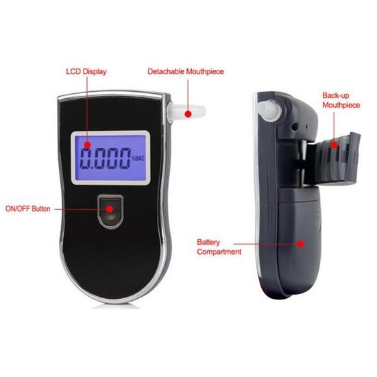 Éthylotest Électronique Aranknew - Portable Avec Ecran LCD - 20 Embouts - Alcoolémie Précise - Version FR