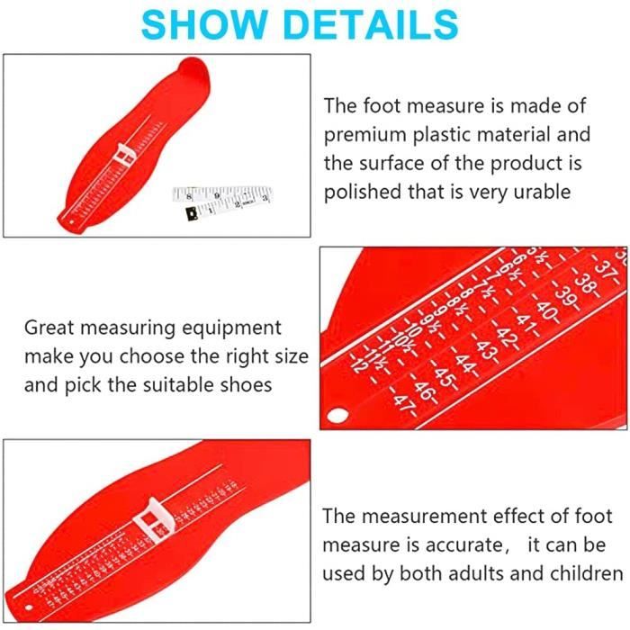 Pedimetre enfants et adultes - Pied dispositif de mesure pour déterminer la  pointure 18 à 47