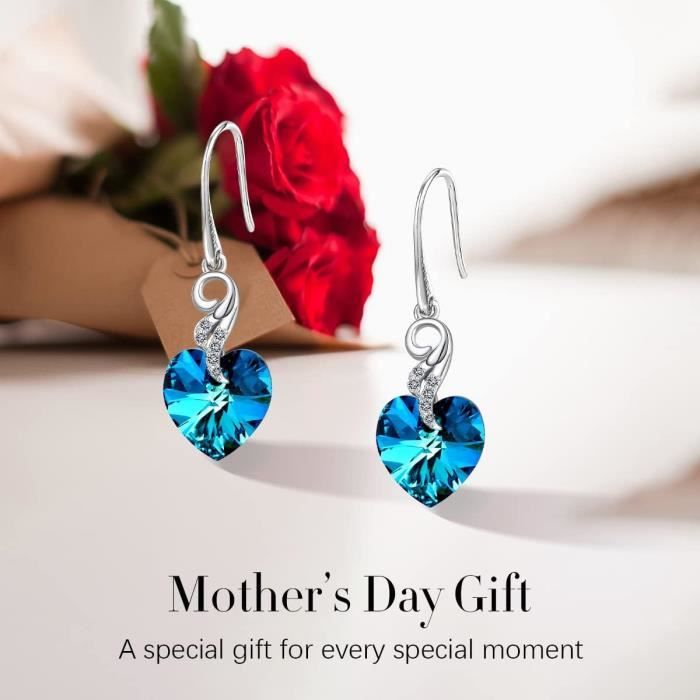 Boucles D'oreilles Paresseux Argent 925 - Cœur Zircon Violet - 7x9mm - Cadeau Fille/femme