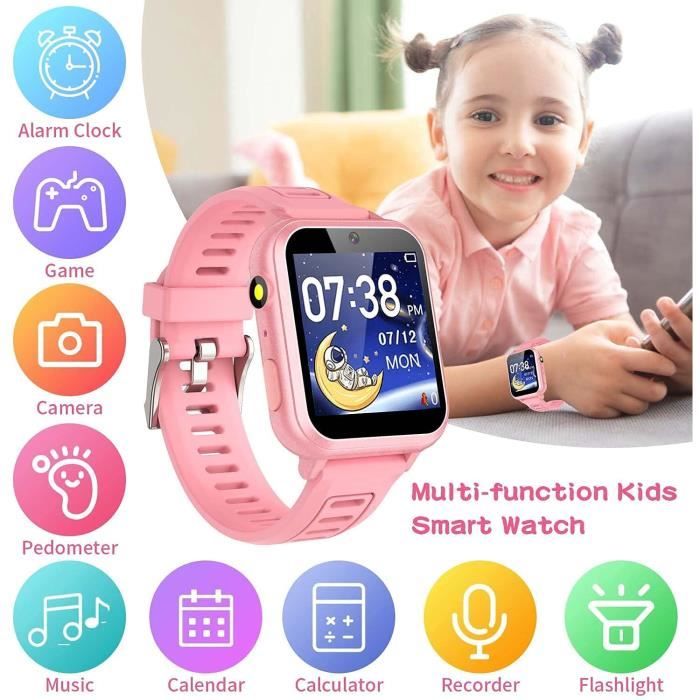 Montre connectée GENERIQUE Montre intelligente enfant - smartwatch enfant  avec téléphone sos musique jeux caméra chronomètre réveil calendrier mode  scolaire écran tactile lampe