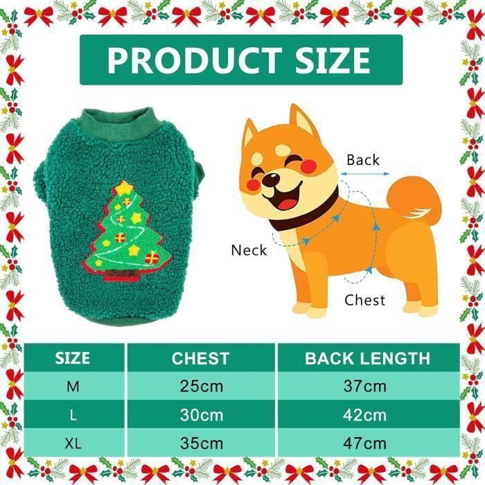 Costume De Noël Pour Chien Ou Chat - Déguisement Wapiti Avec Motifs Sapin Et Renne - Taille Medium - Pour Fêtes Et Photos