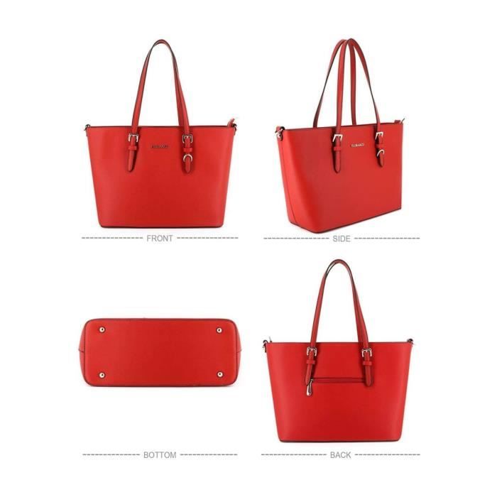 Flora Co Paris Sac Cabas Femme Classe Saffiano Format A4 Rouge