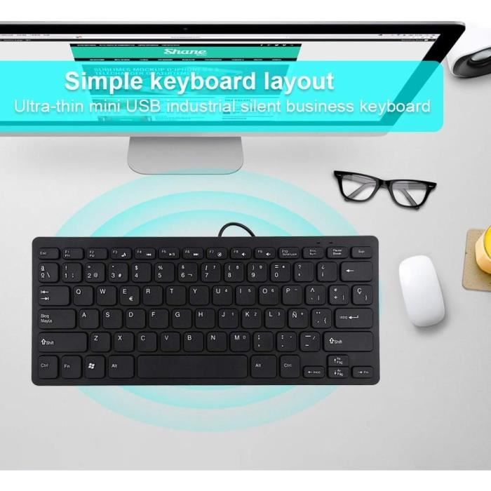 Stickers Autocollants Pour Clavier PC - AZERTY/QWERTY Espagnol, Blanc Sur Noir
