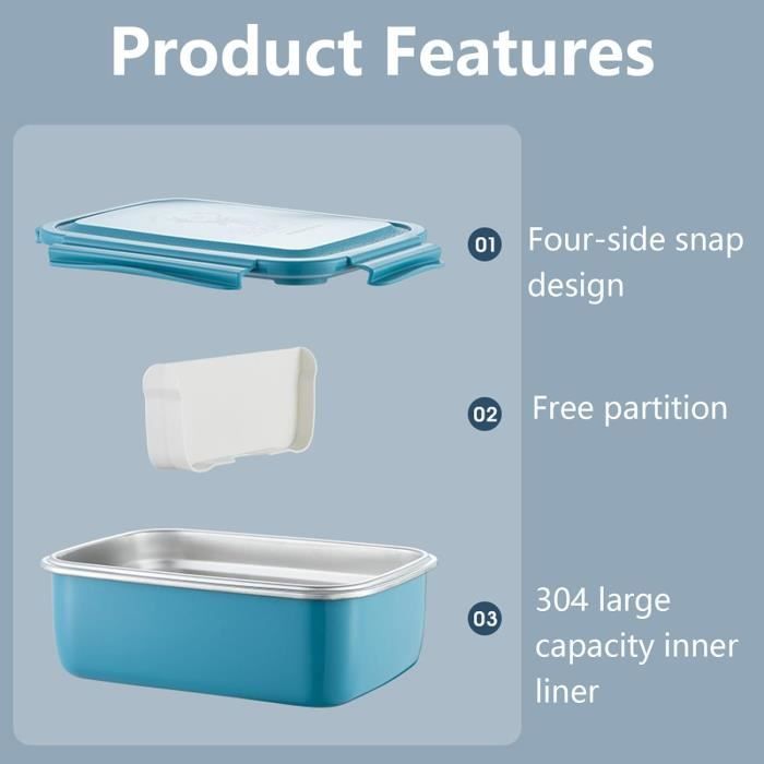 Boîte à Lunch En Acier Nava® Avec Séparateur - 1400 Ml Pour Faire Un Sandwich, Une