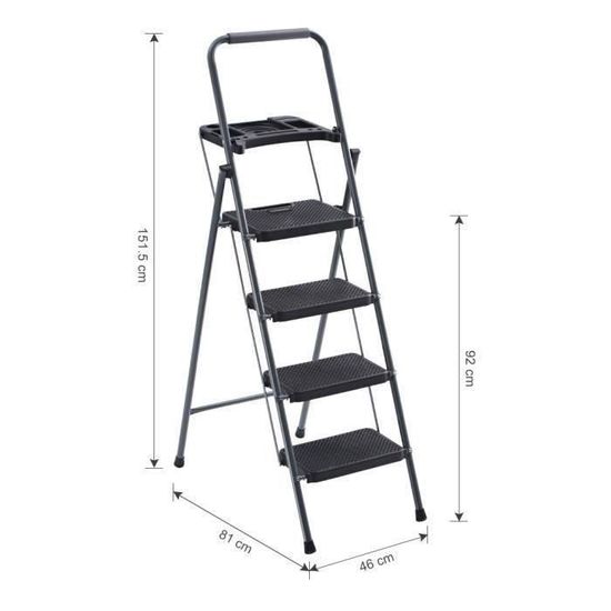 COSTWAY Escabeau 4 Marches Pliant en Acier Marchepied Antid/érapant Capacit/é 150kg