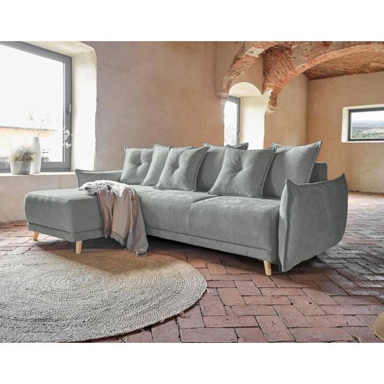 Lena Canapé D Angle Scandinave Réversible Convertible 235x155x90cm Couleur Gris Clair