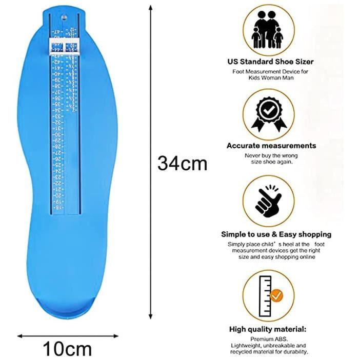 Mesure Pied Bebe Pédimètre Professionnel Enfant/adulte - Mesure Pointure EUR 18-47 / UK 2-12 - Avec Mètre Ruban Inclus (Noir) Outil Pointure Chaussures