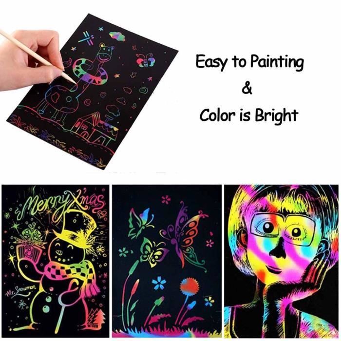 Acheter Carte de coloriage artistique à gratter en couleur, 5 pièces,  13x9.5cm, papier à gratter, peinture Graffiti, livre de dessin pour  enfants, papeterie de bureau, cadeau