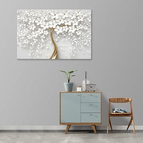 Impression sur Toile Fleurs Abstrait Moderne 120x80 cm XXL Tableau  Décoration Murale Intissée pour Salon Chambre pret a accroche