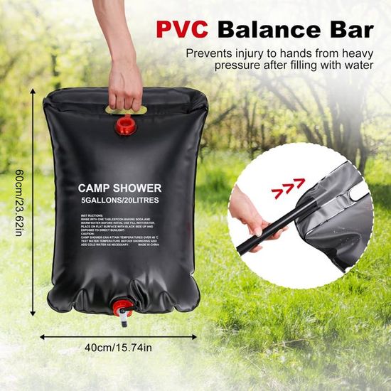 Sac de Douche Solaire de Camping 20L litres, Sac De Douche De
