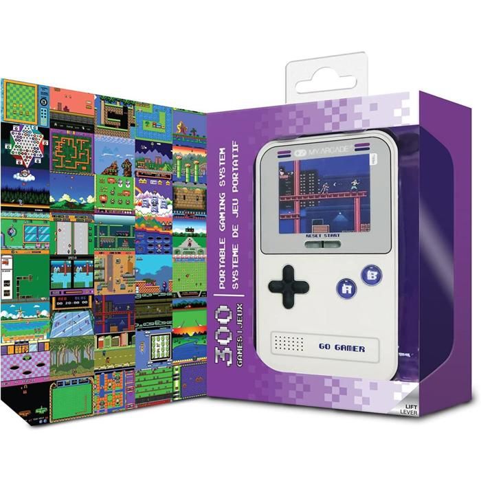 My Arcade GO Gamer – Console Portable Violet/gris, 300 Jeux Intégrés, écran 2,5 Pouces LED