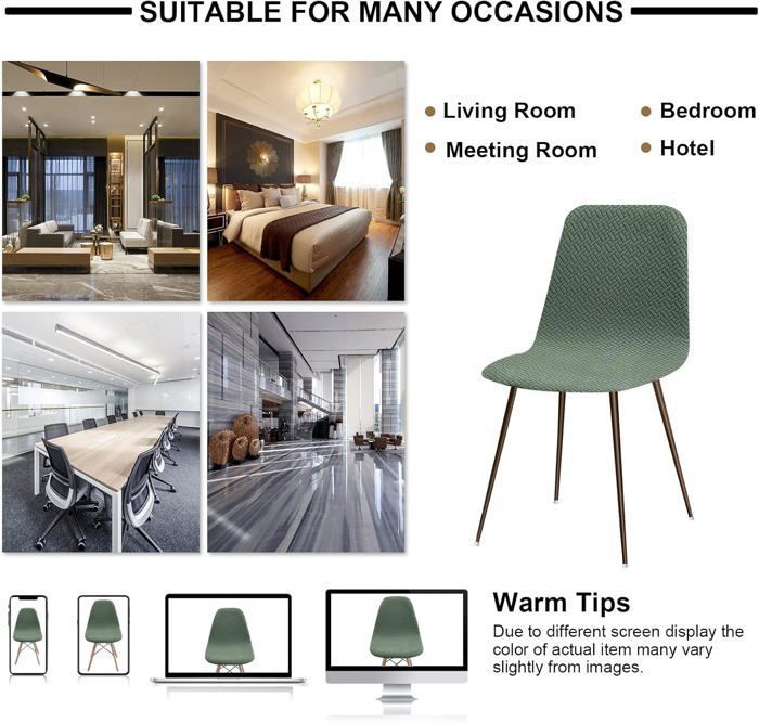 Housses De Chaise Scandinaves Imperméables – 2 Pièces, Tissu Extensible – Pour Salle à Manger, Restaurant – Bleu Marine Avec Motif Feuilles