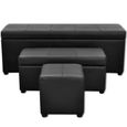 Set De Banc De Rangement En Simili Cuir Noir Banc De Jardin Salon