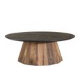 Table basse ronde en bois recyclé noir - MACABANE ANDREA - 90x90cm-0