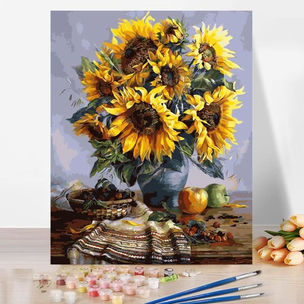 Peinture par Numero pour Adulte,6 Pièces DIY Peinture Acrylique pour Adultes Enfants 20x30cm, de Dessin Paysagisme,avec Pinceaux et Peintures Acryliques sans Cadre