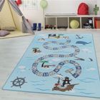 TAPISWORLD Teppium Tapis enfant motif pirate coloris bleu 100x150 cm tapis chambre enfant tapis chambre bébé