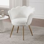 WAHSON OFFICE CHAIRS Wahson Fauteuils et Chaises avec Pieds en Métal Plaqué Or, Fauteuil Coquillage pour Coiffeuse et Salon, Fausse Fourrure, Blanc