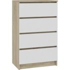 HUCOCO SKANDI | Commode moderne chambre bureau salon | 4 tiroirs 60x99x40 cm | Meuble de rangement multi-fonctionnel | Dressing |