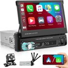 Autoradio Bluetooth 1 Din - Hikity - 7 Pouces - Écran Tactile Retractable - Carplay/Android Auto - USB