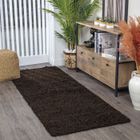 SURYA Tapis de Salon et Couloir - Shaggy Scandinave Uni - LILLY - 80 x 220 cm - Marron Foncé