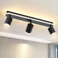 Homefire Plafonnier 3 Spots orientable 330° Noir - GU10 + 16W LED moderne 3000K blanc chaud en métal Spots de plafond