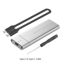 Câble argent C à C - Boîtier adaptateur pour NVME m2 SSD 3.1, 10Gbps USB 2280 Gen2 à M.2 NGFF PCIe SSD