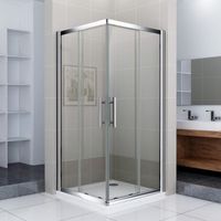 Porte de douche coulissante - Marque - Modèle - 6mm verre trempé - Accès d'angle - Poignée inox