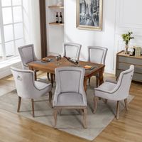 Lot de 6 Chaises Capitonnées en velours-Chaise de salle à manger Luxe-Pieds en bois massif-Style classique-Fauteuils chaises-Gris