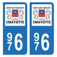 Autocollant Stickers Plaque d'immatriculation Auto Voiture 976 Mayotte