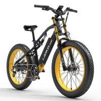LANKELEISI RV700 Fat Tire Vélo électrique —Moteur 1000 W — Batterie 16 Ah — 7 vitesses — Suspension entièrement hydraulique —jaune