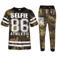 Ensemble T-shirt et Trouser Camo Selfie 86 Athletic pour garçon 7-13 ans - Vert - Football - Manches courtes