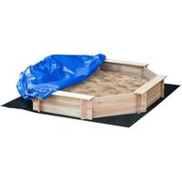 Bac à sable bois octogonal - OUTSUNNY - 139,5x139,5x21,5cm - 4 bancs - bâche de couverture et non tissé inclus
