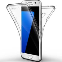Coque Samsung Galaxy S7 Avant + Arrière 360 Protection Intégrale Transparent Silicone Gel Souple Etui Tactile Housse Antichoc