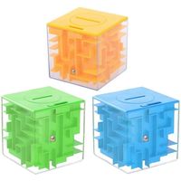 Ensemble de 3 boîtes de Puzzle labyrinthe d'argent, porte-monnaie, jeux de casse-tête pour tous les âges, Cube de collecte de p N°1