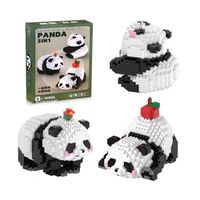 Juego De 3 Mini Pandas De Bloques De Construcción 2 En 1 – Ladrillos De Plástico Para Niños Y Adultos, Regalo De Navidad Y Decoración De Escritorio
