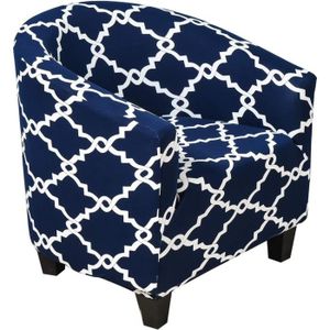 HOUSSE DE CANAPE Housse de chaise en rotin à carreaux bleu - 1Ul8 - Extensible - Synthétique - Housses de canapé