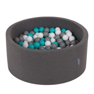Gris Clair KiddyMoon Piscine /À Balles /∅ 7Cm pour B/éb/é Carr/é Fabriqu/é en UE Gris-Blanc-Turquoise,90X40//Sansballes