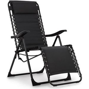 CHAISE LONGUE Chaise longue - BLUMFELDT - California Dreaming - ergonomique & pliant - oreiller amovible - noir