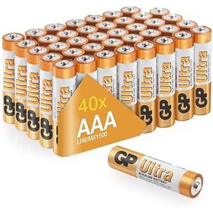 PILES Piles AAA - Lot de 40 Piles - GP Ultra - Batteries Alcalines AAA LR03 1,5v - Longue durée, très puissantes, utilisation quotidienne