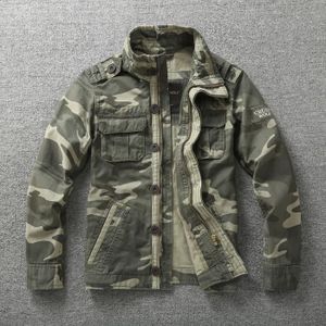 BLOUSON Blouson Camouflage-Militaire Multi-poches Cargo Homme en Coton Col montant Haute Qualité - Vert Camouflage
