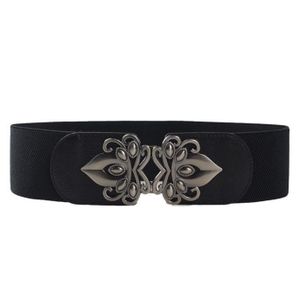 TINGS Ceinture /élastique pour Femme Cummerbunds Extensibles /à la Mode Ceinture Fine Peal Ceinture Double Grosse Perle Tide Robe Noire Accessoires Couleur Noire