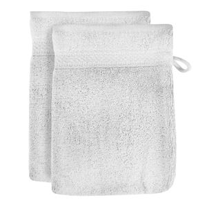 GANT DE TOILETTE Lot de 2 gants de toilette en coton 500 gr/m2 LAGUNE blanc, par Soleil d'ocre