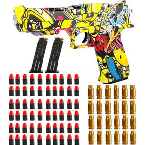 Pistolet Jouet Blasters en Mousse pour Enfants - Pistolet Flechette Mousse  avec 2 Chargeurs et 60 Balles, Foam Blaster Soft Bullet Toy Gun Pistol avec