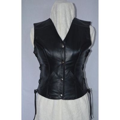 GILET VESTON BOLERO FEMME CUIR NOIR XXL Noir Cdiscount