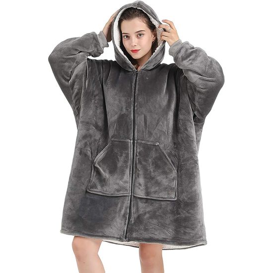 Sweat à Capuche Décontracté Pour Femme - Couleur Unie, Fermeture éclair, Poche Intérieure - Pull Plaid Confortable Manches Longues