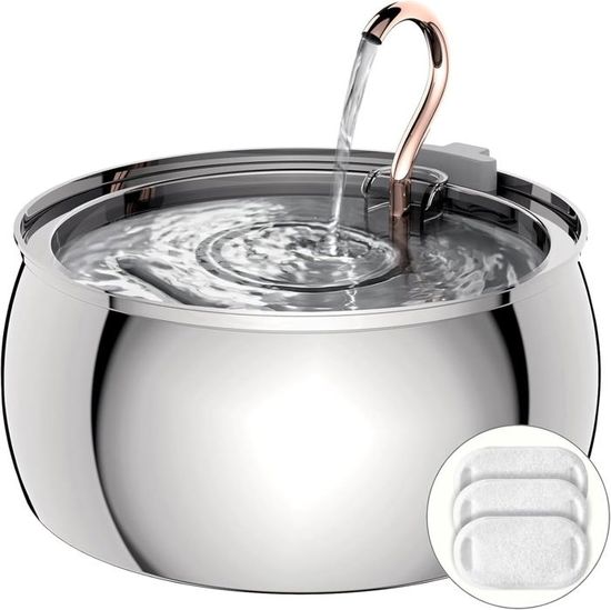 Petbank Fontaine à Eau Chat Acier Inoxydable - 3.2 L Fontaine A Eau